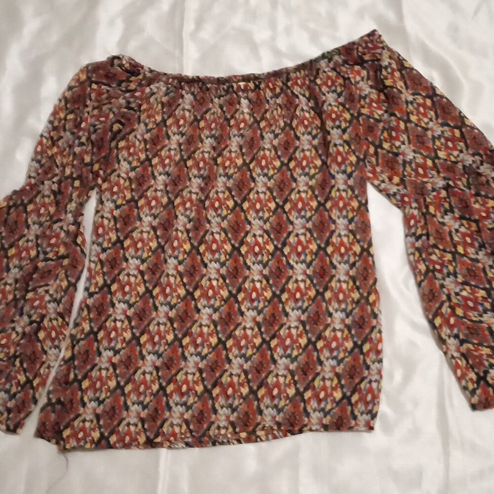 Joel women's sheer long sleeves top geometric multicolor size XXL